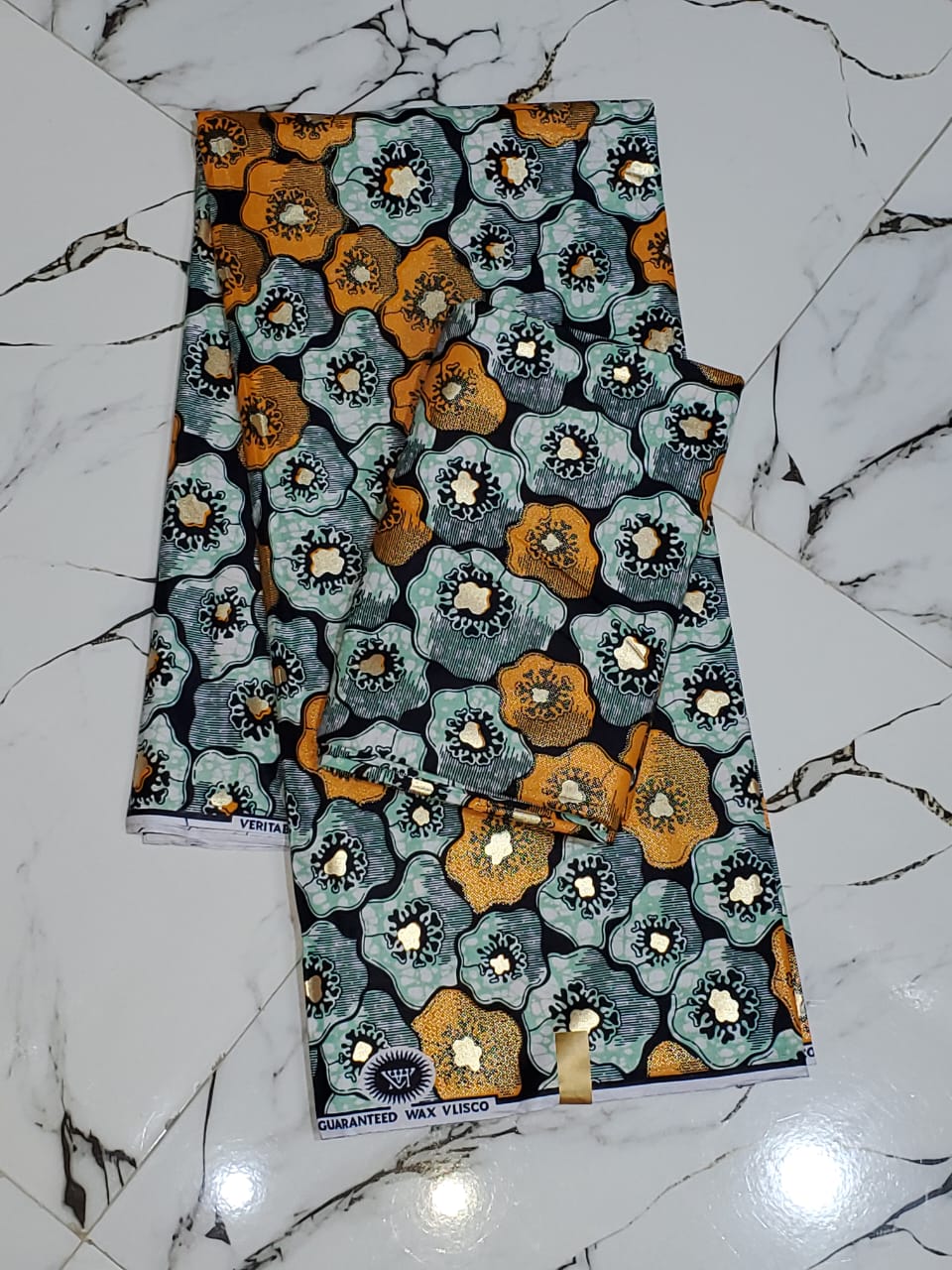 Vlisco Guaranteed Wax Jade & Marigold Bloom