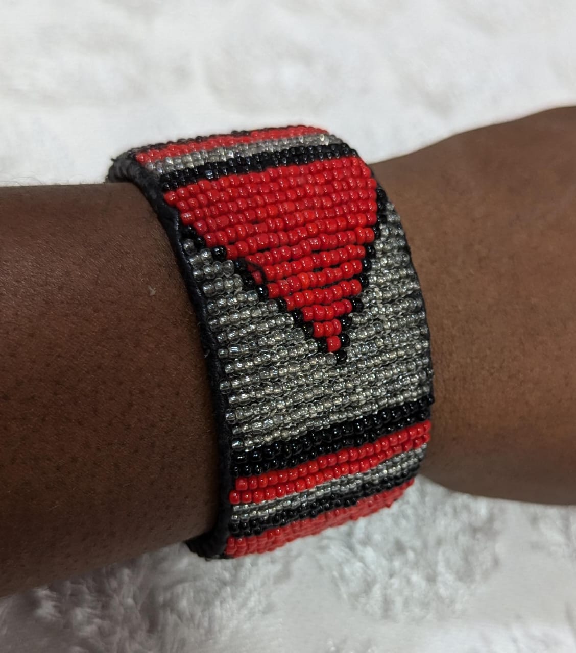 Crimson Silver Beaded Cuff