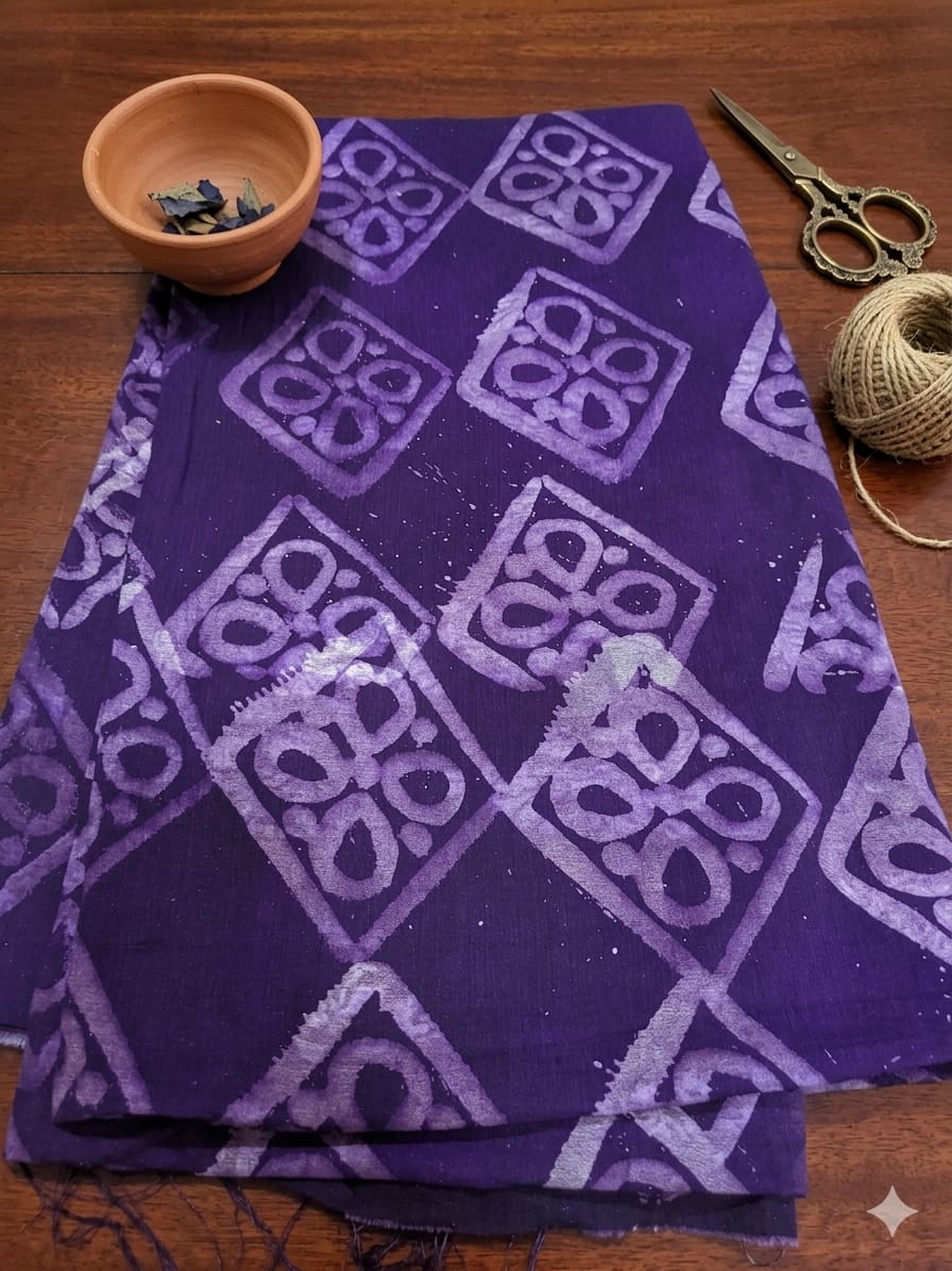 Violet Diamond Medallion Adire Crepe