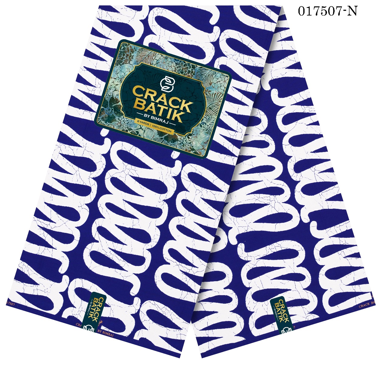 Crack Batik Cobalt Ivory Swirl