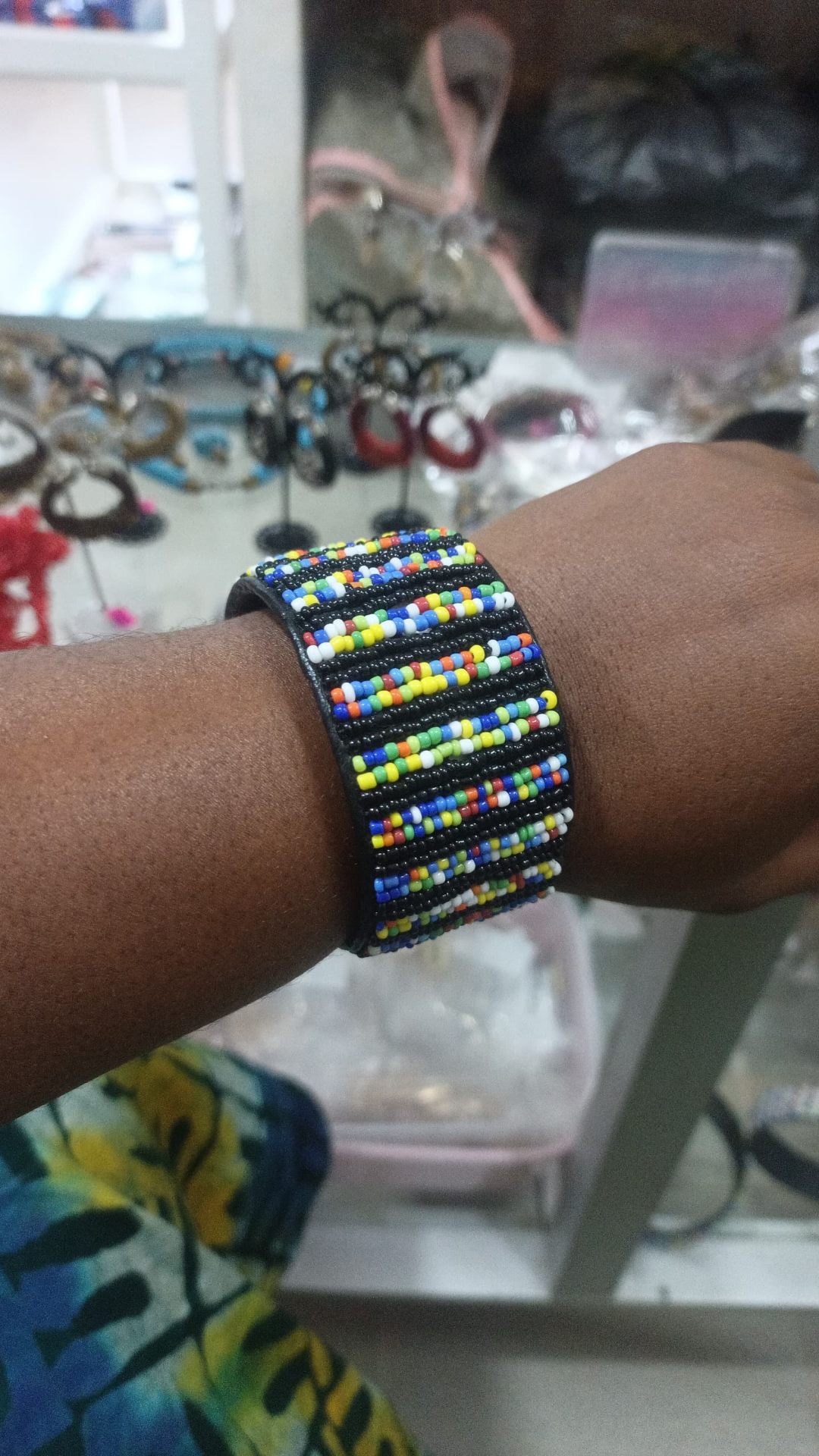 Midnight Rainbow Beaded Cuff