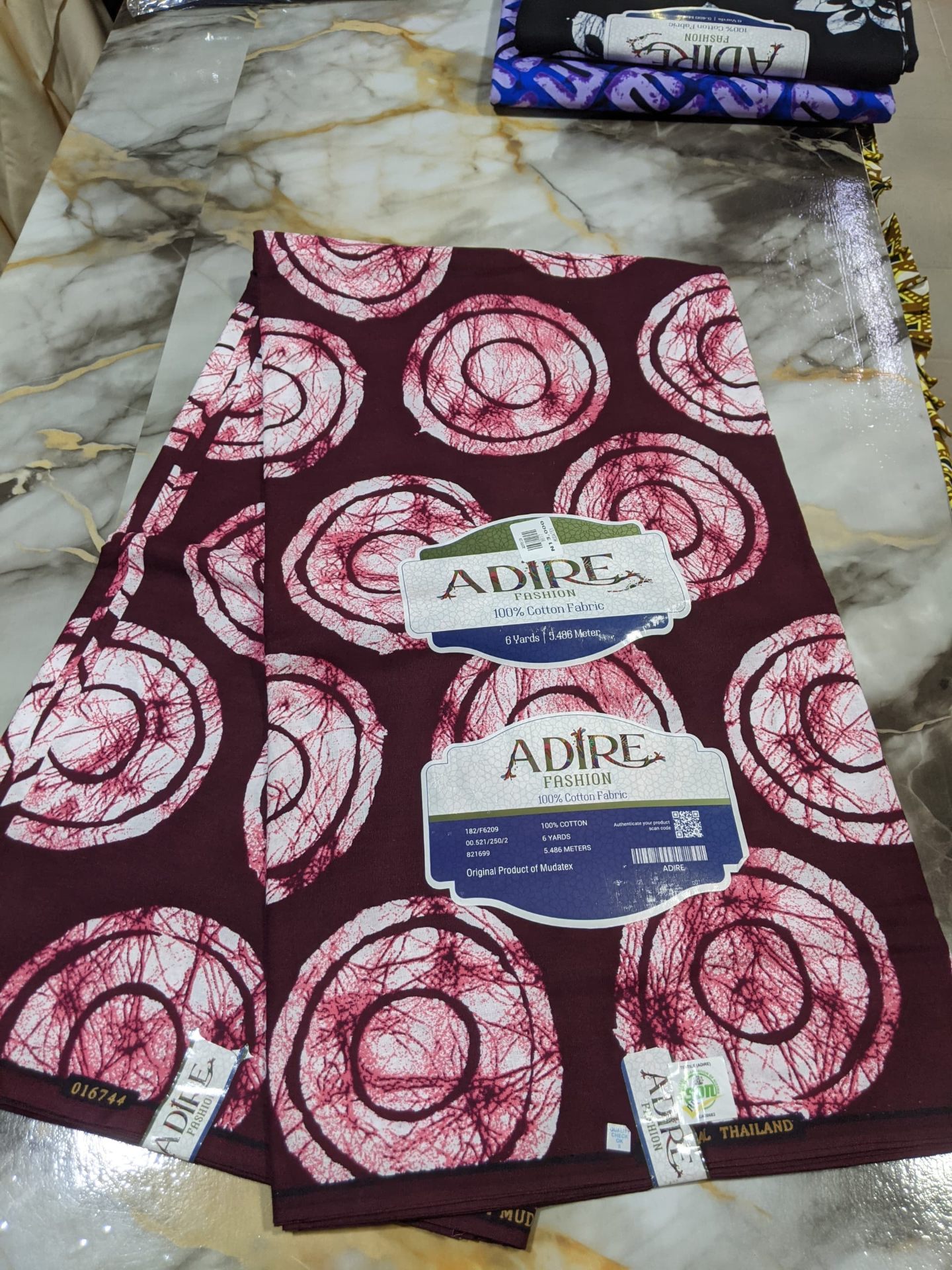 Adire Fashion Burgundy Rose Batik Ring
