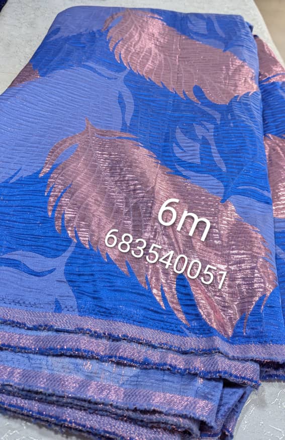 Brocade Royal Blue Rose Gold Feather
