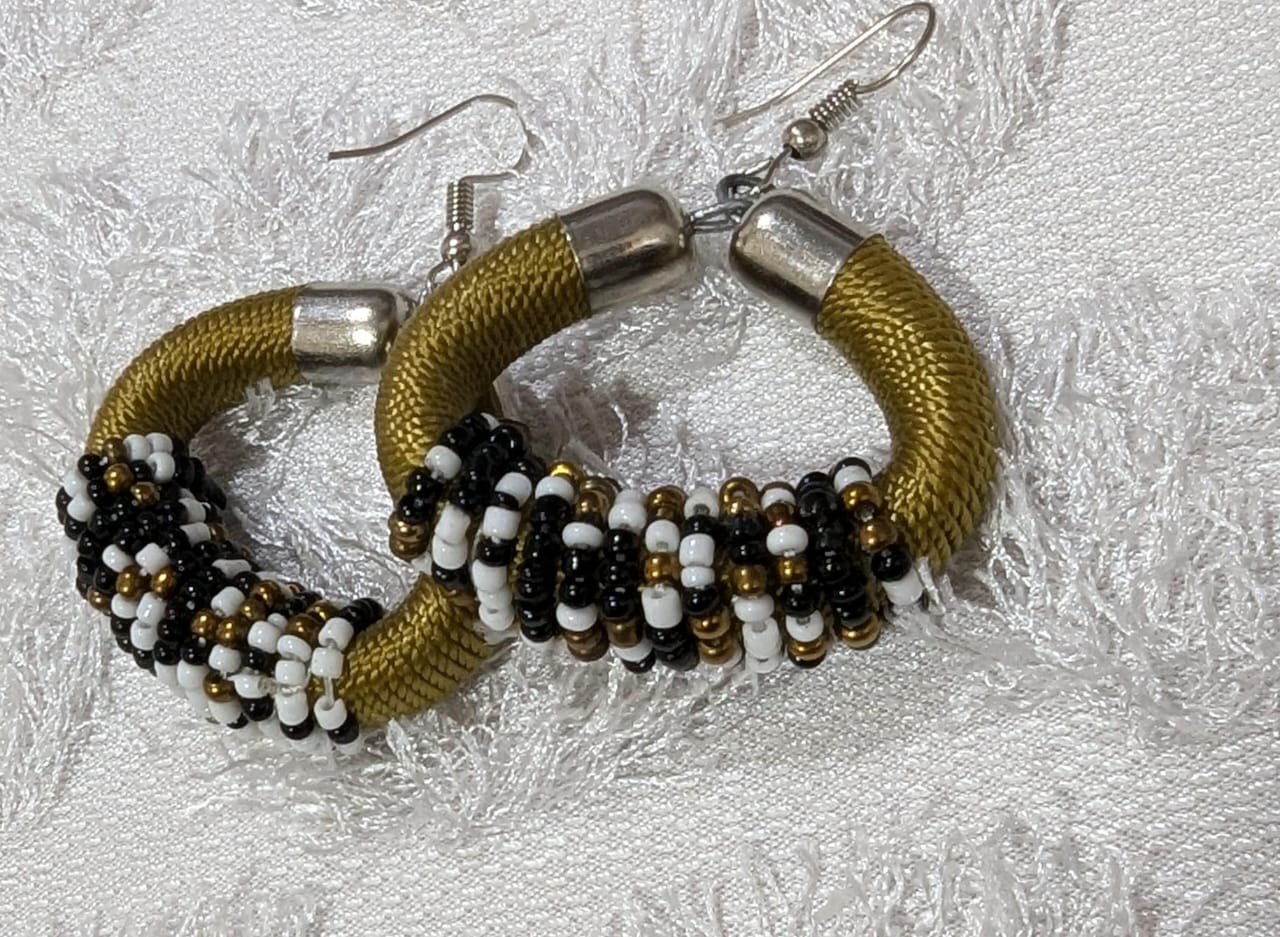 Olive Onyx Hoops