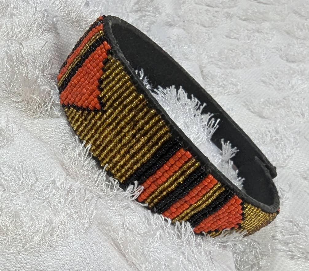 Orange & Gold Arrow Beaded Headband