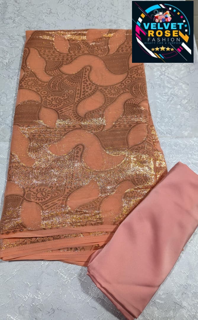 VIP Chiffon — Peach & Gold Paisley
