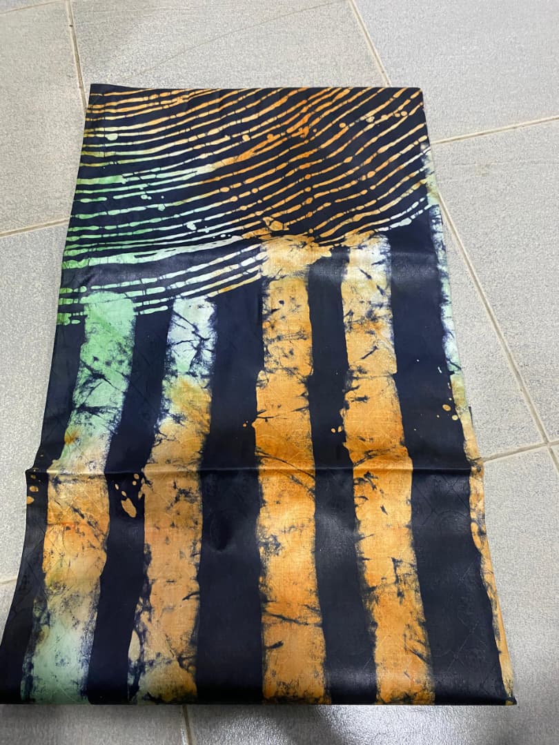 Amber Stripe Crackle Batik Silk