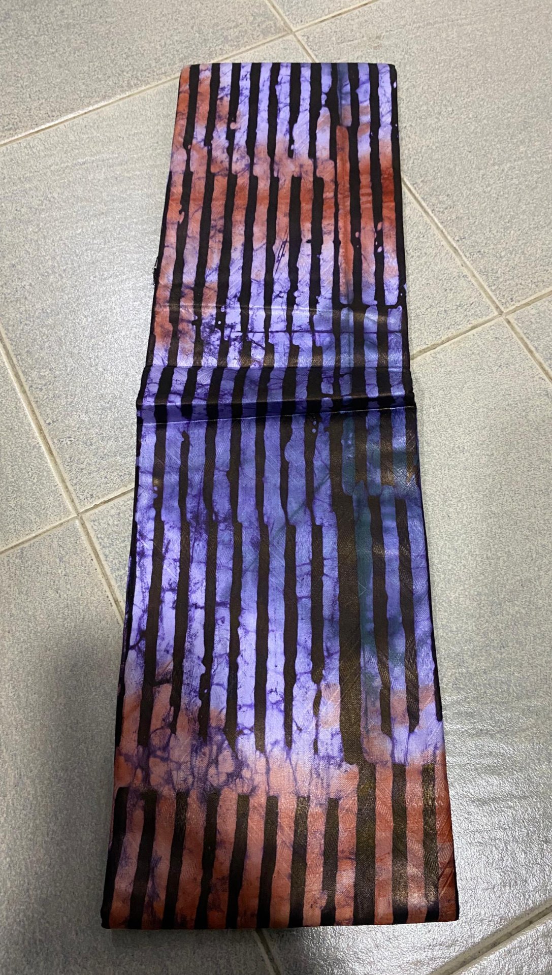 Copper & Violet Stripe Batik Silk