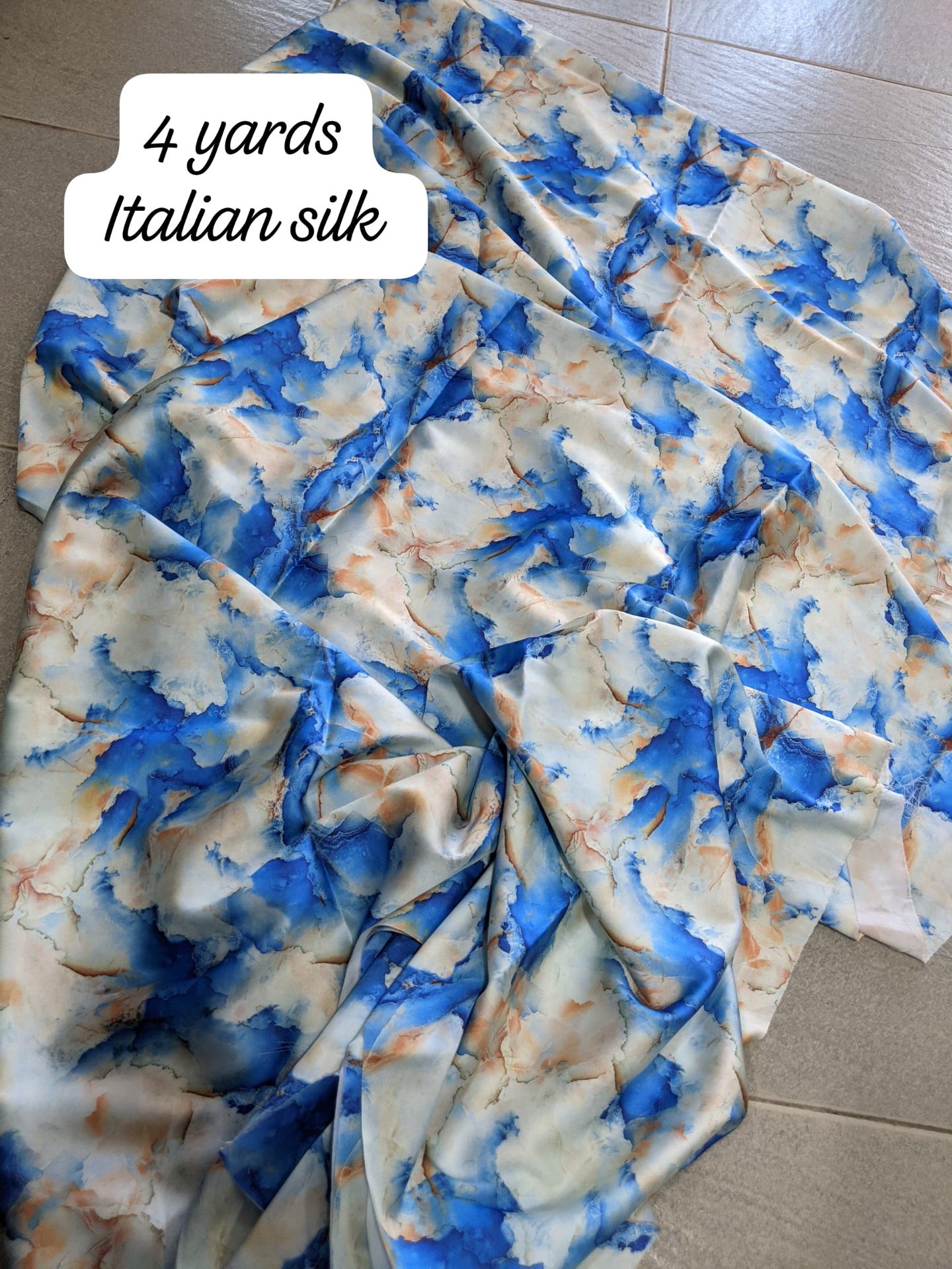 Azure Cloud Watercolour Silk