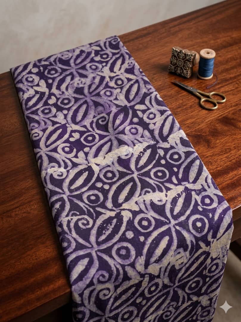 Royal Purple Motif Adire Crepe