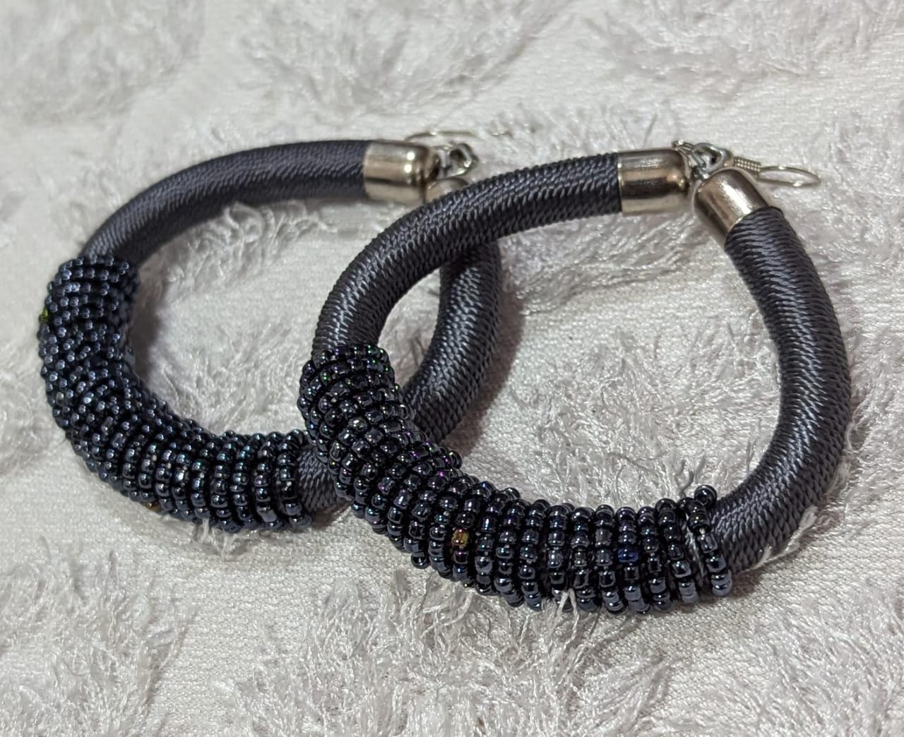 Charcoal Iridescent Hoops