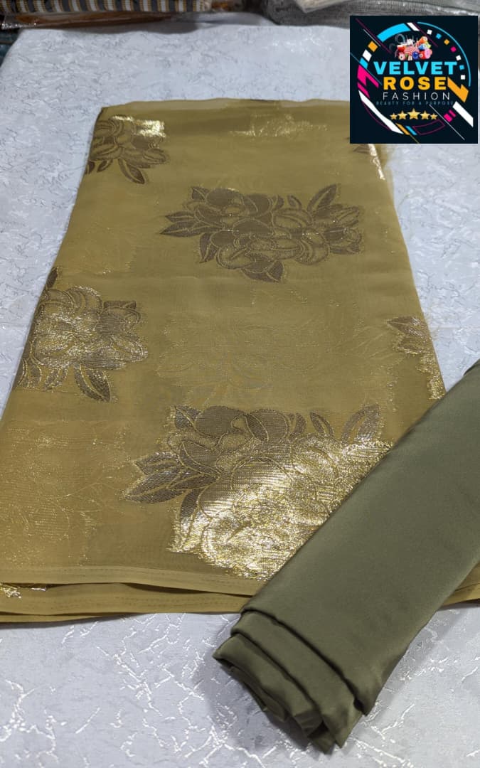 VIP Chiffon — Olive & Gold Floral