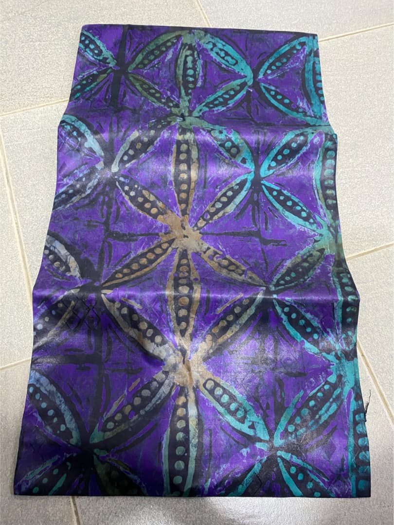 Purple Petal Medallion Batik Silk