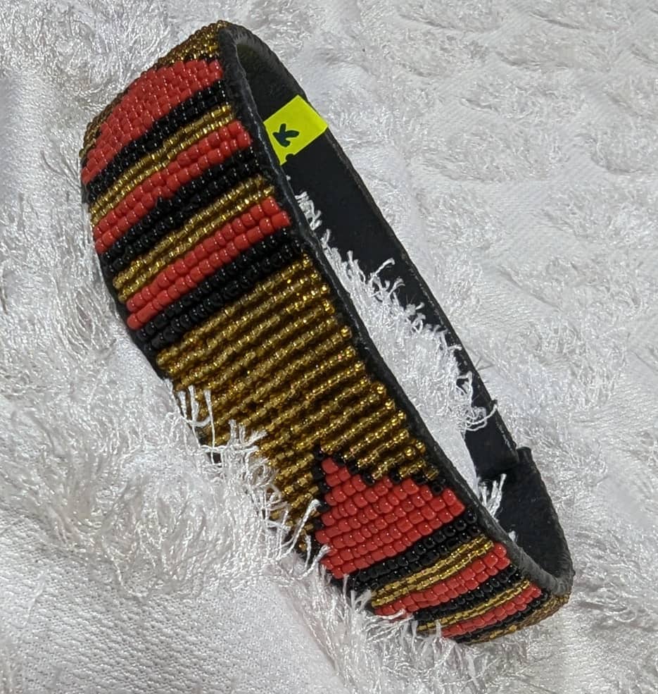 Crimson & Gold Stripe Beaded Headband