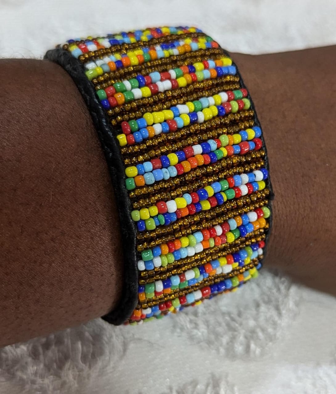 Bronze Confetti Beaded Cuff
