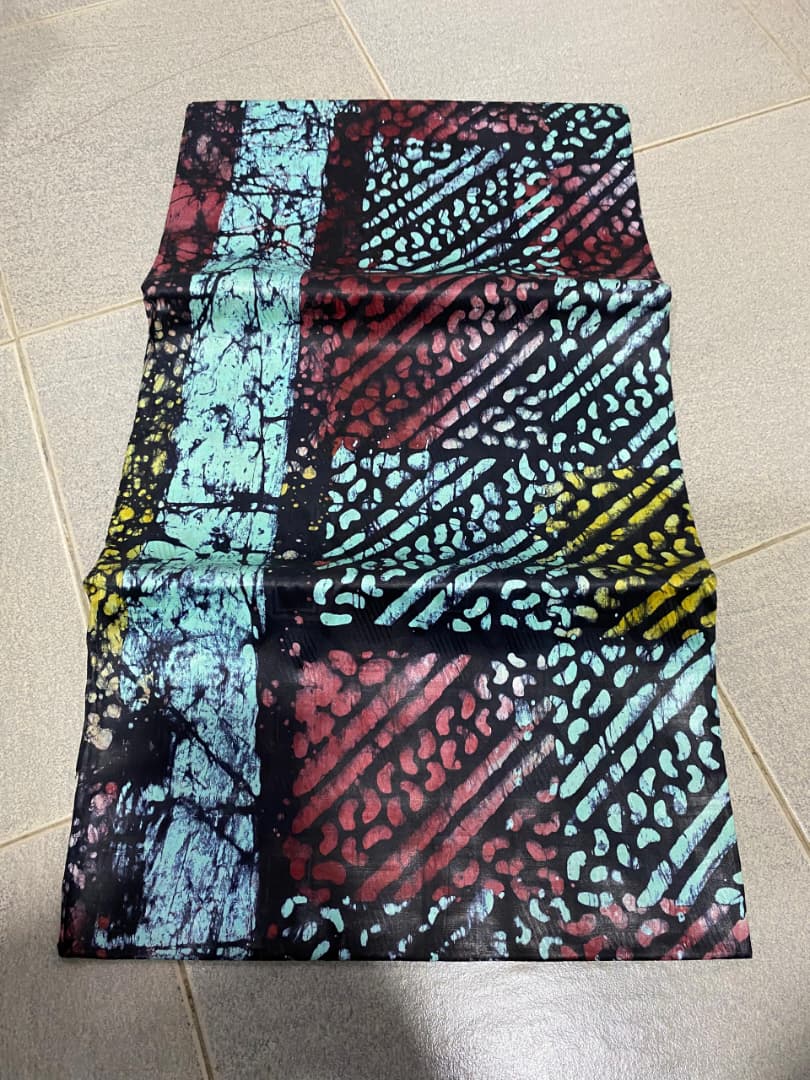 Teal, Rose & Yellow Patchwork Batik Silk