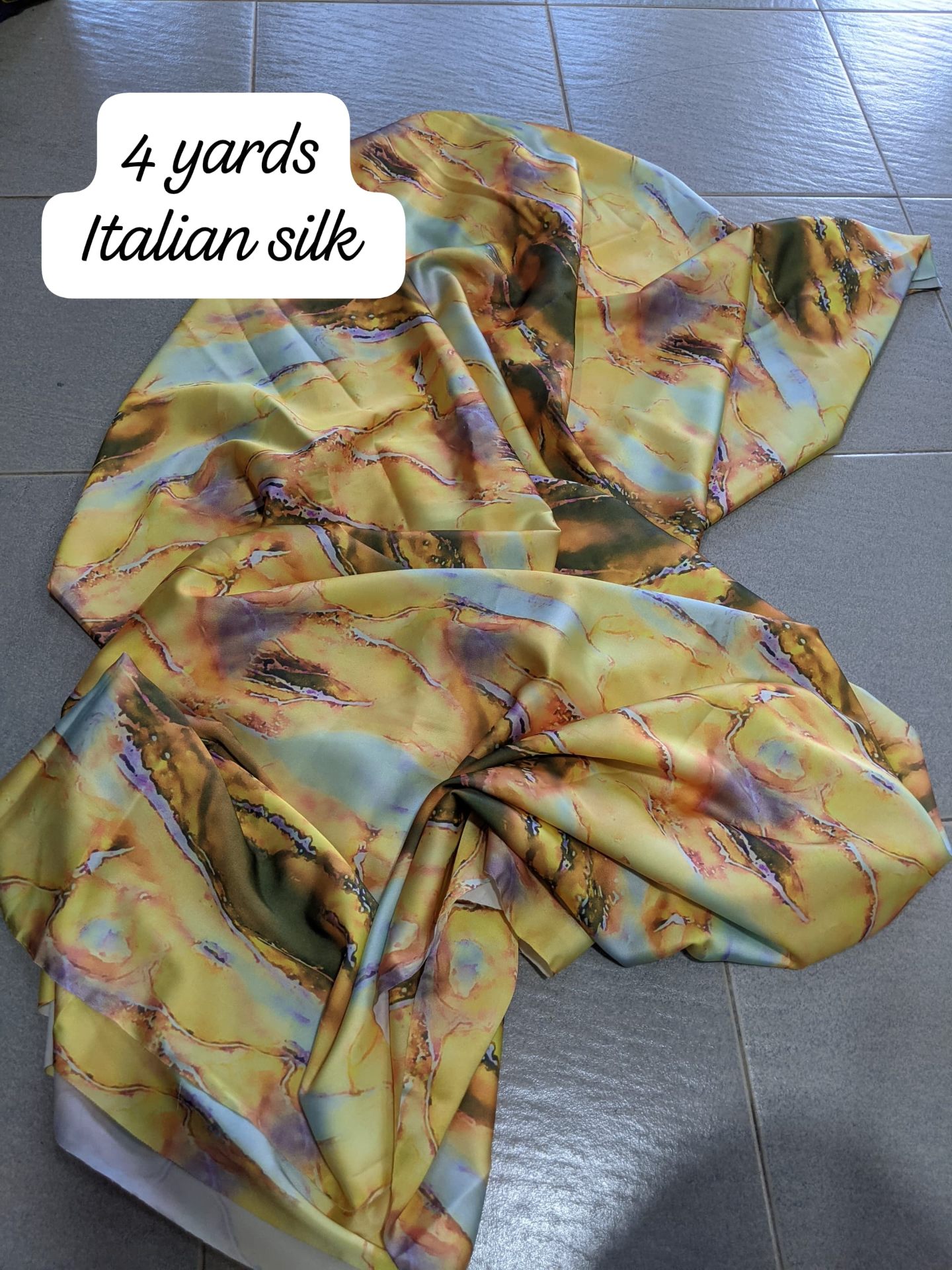 Marigold Ink-Marble Italian Silk