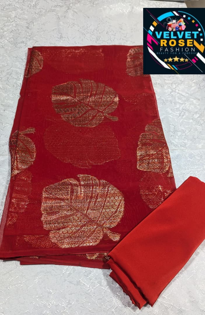 VIP Chiffon — Crimson & Gold Leaf