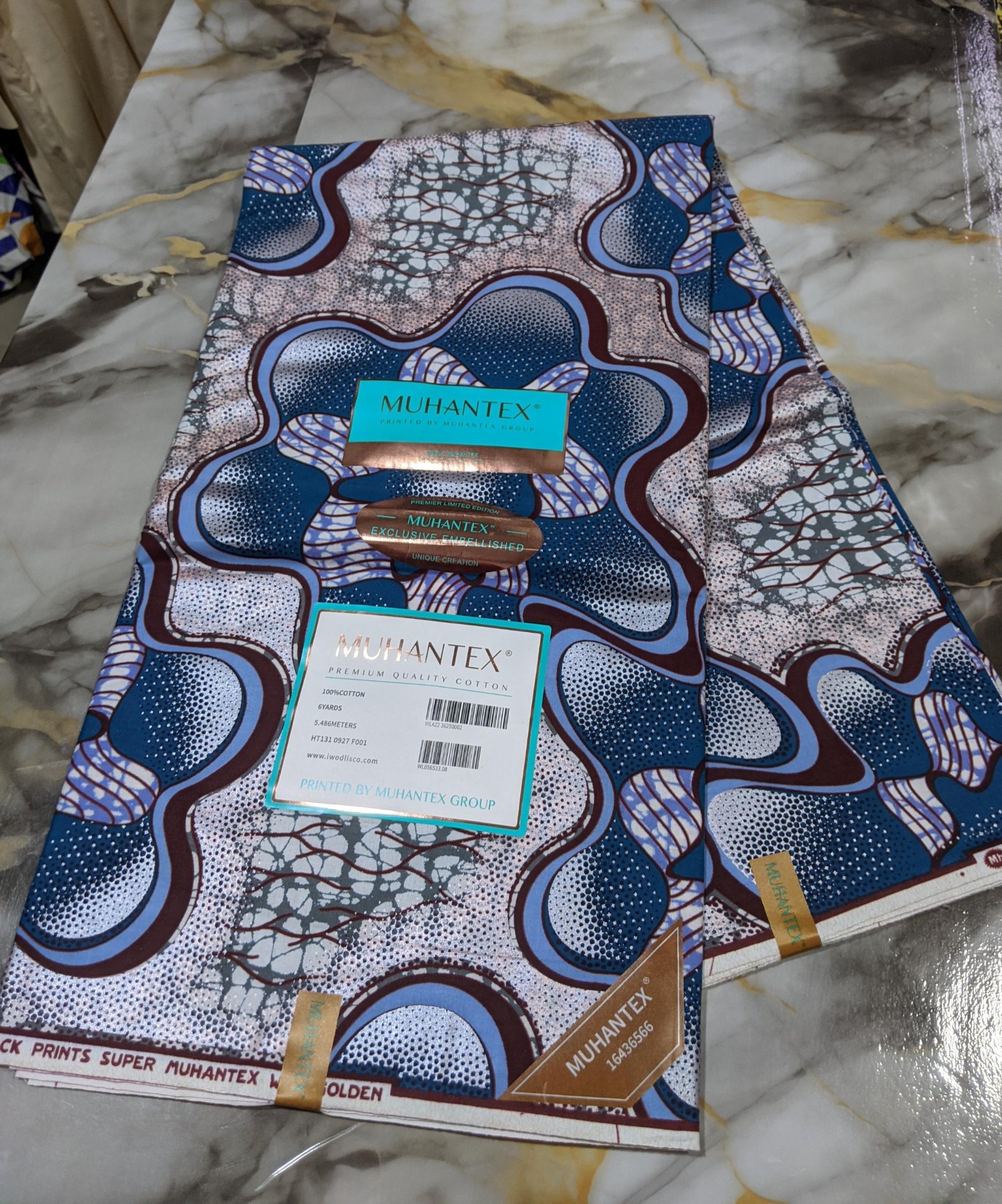 Muhantex Teal & Blush Embellished Wave