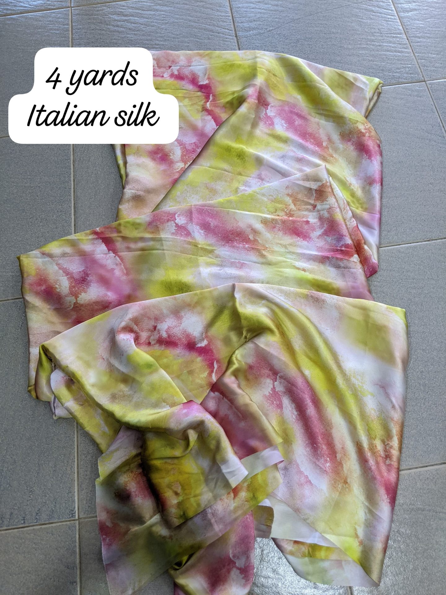 Chartreuse & Rose Watercolour Silk