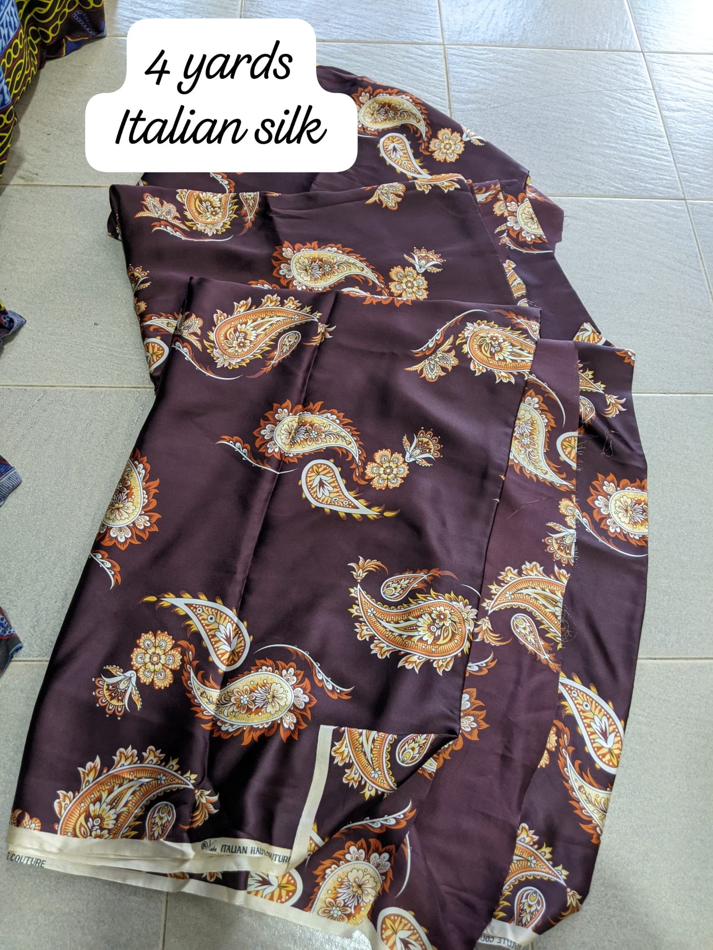 Burgundy Paisley Haute Couture Silk