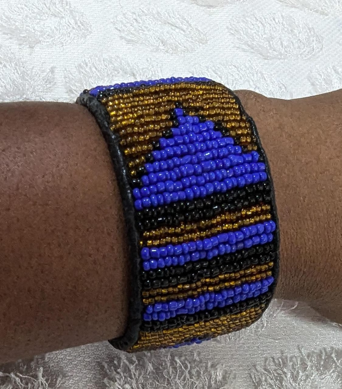 Cobalt Gold Beaded Cuff