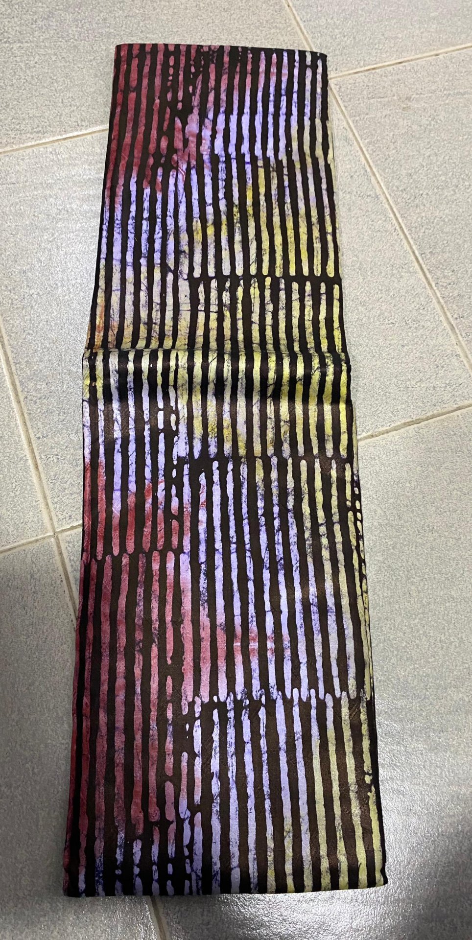 Sunset Stripe Rainbow Adire Silk-Batik
