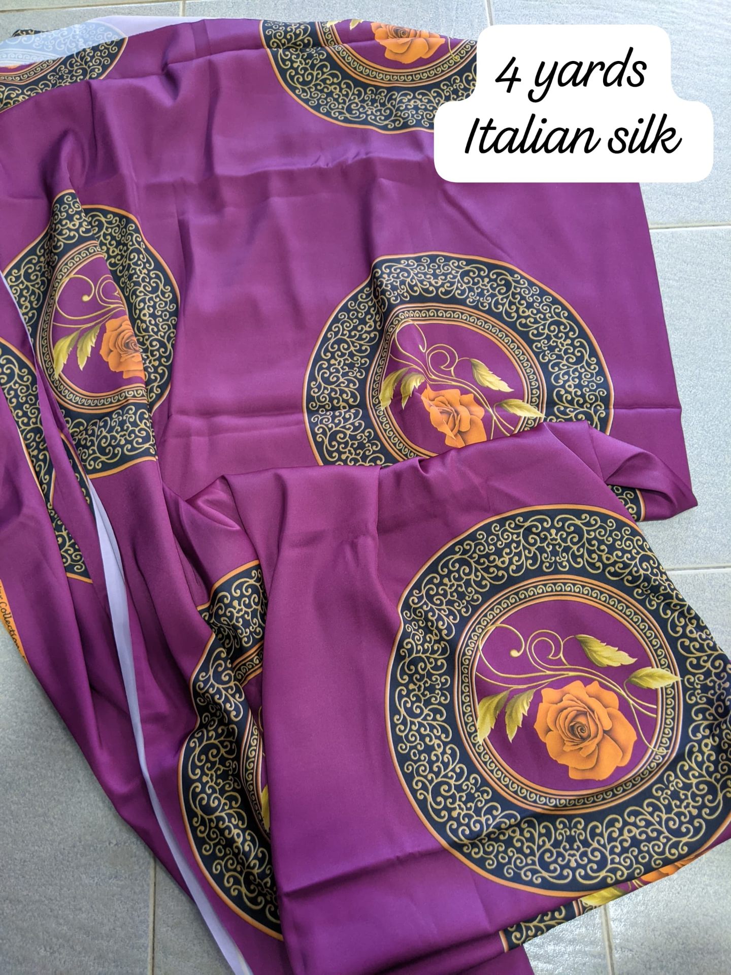Plum Rose Medallion Silk