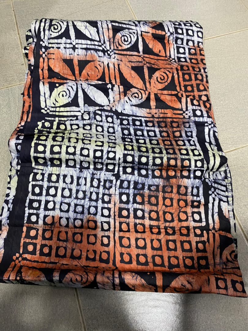 Rust & Ivory Geometric Batik Silk