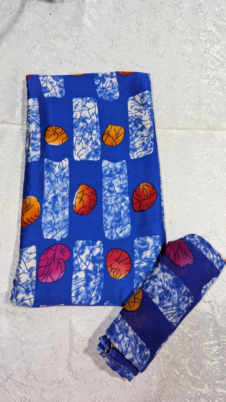 Silk Chiffon Cobalt Crackle & Orange Pebble