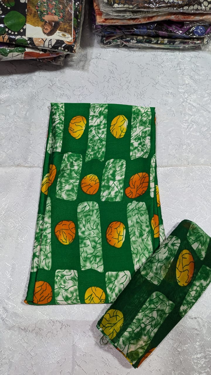Silk Chiffon Emerald & Marigold Batik Orb