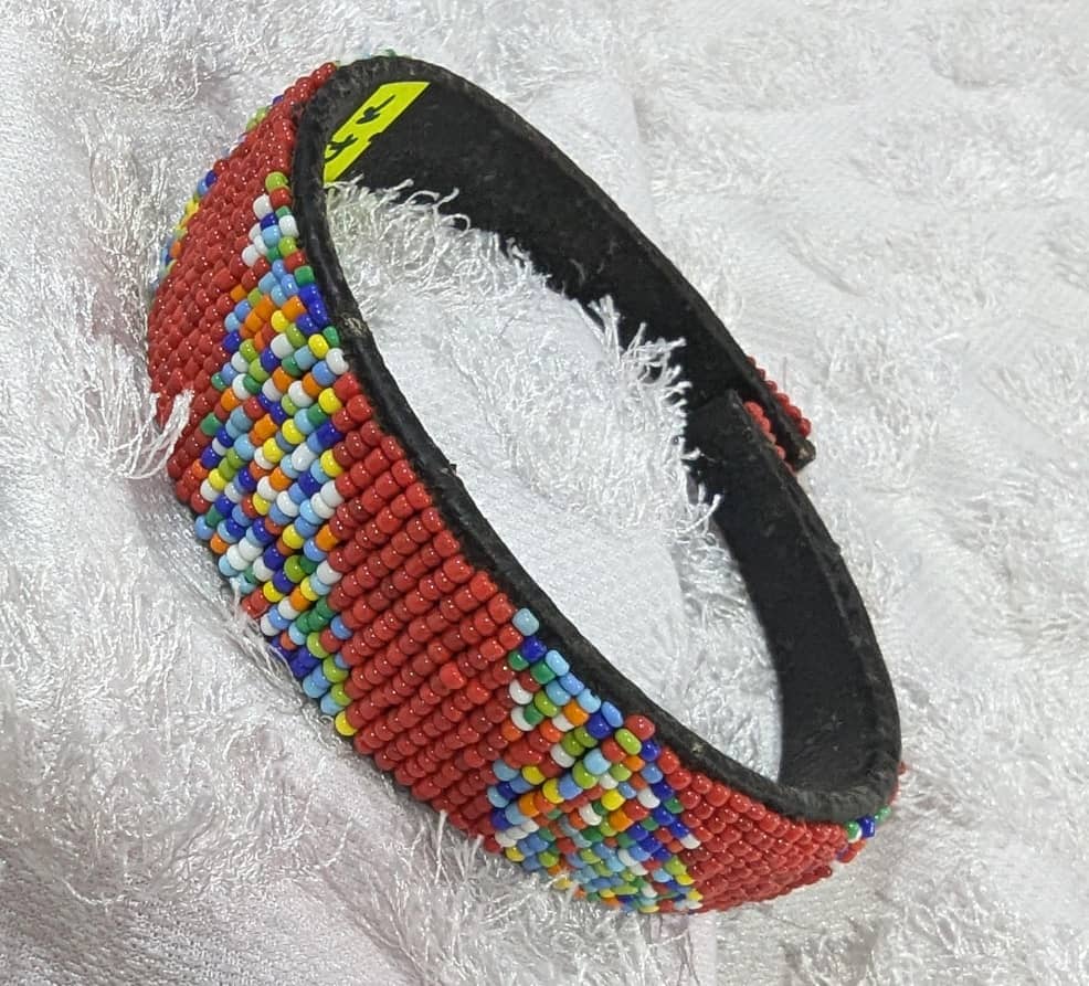 Rainbow Crimson Beaded Headband
