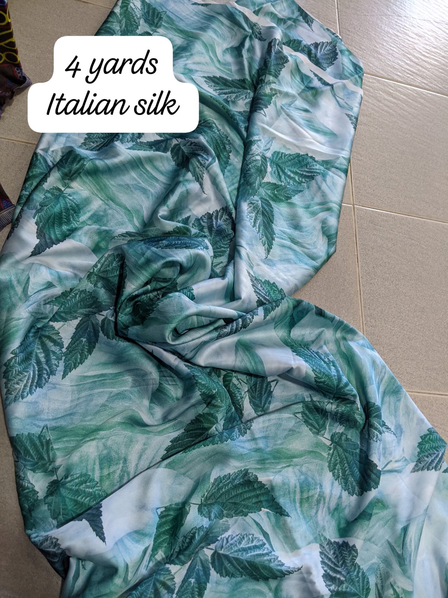 Emerald Leaf Watercolour Silk