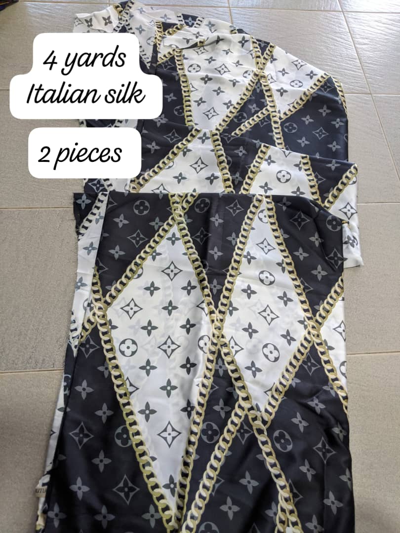 Ivory & Gold Chain Monogram Silk