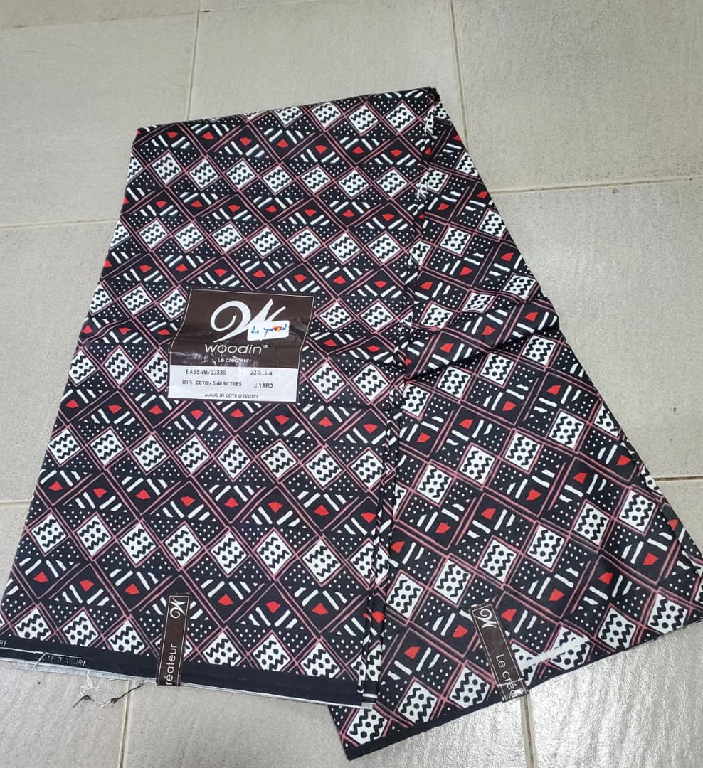 Woodin Noir Mudcloth with Ruby