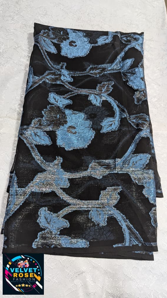 VIP Chiffon — Noir & Blue Floral