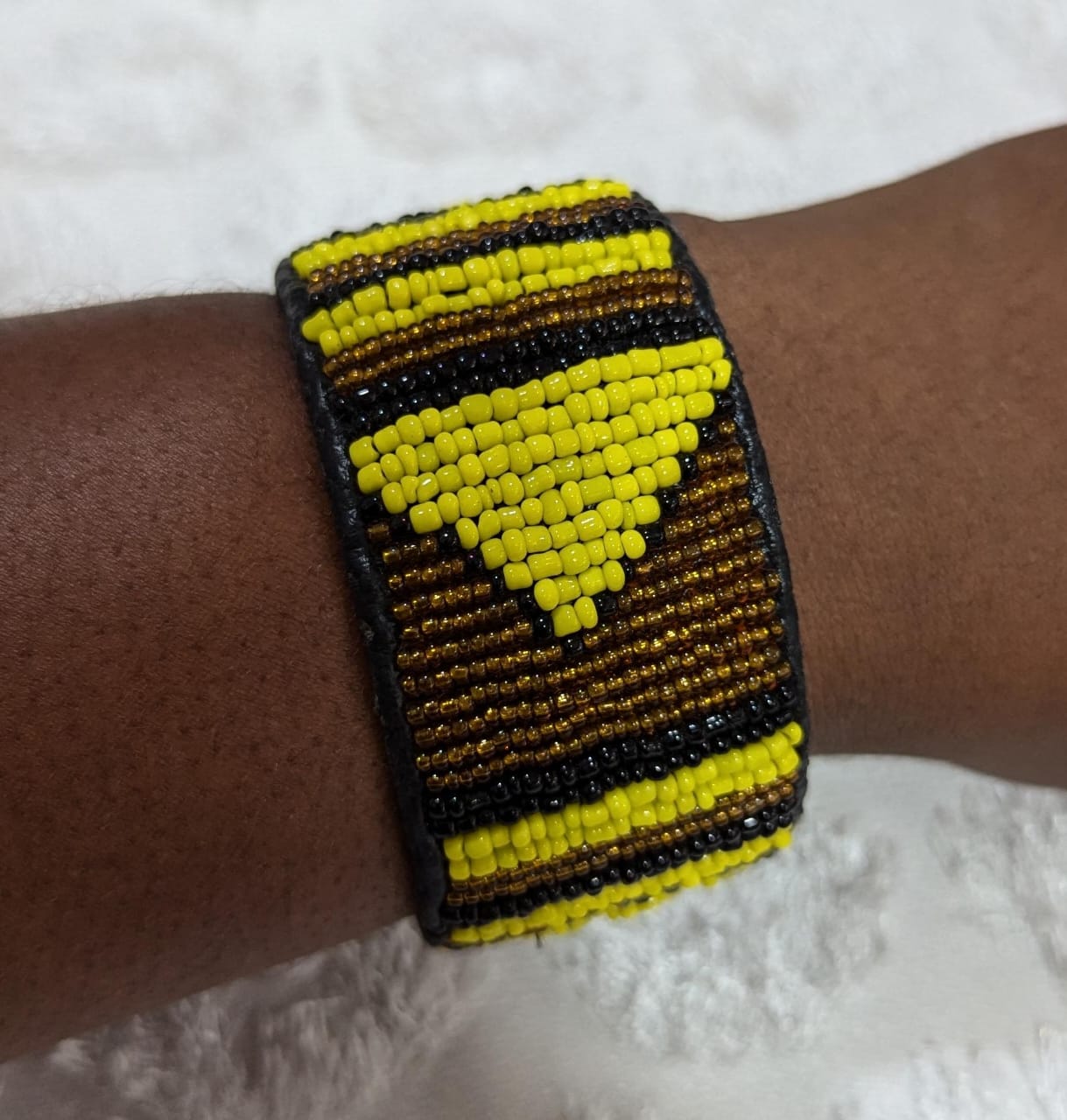 Sunflower Bronze Beaded Cuff