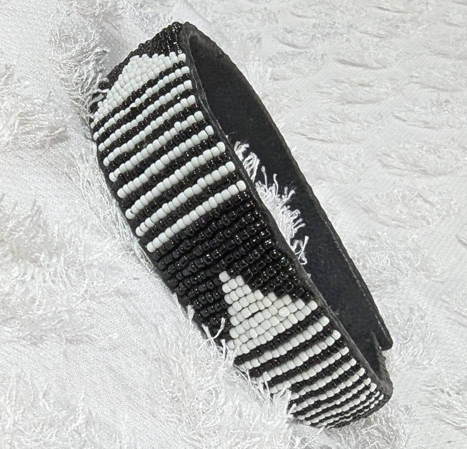 Onyx & Ivory Beaded Headband