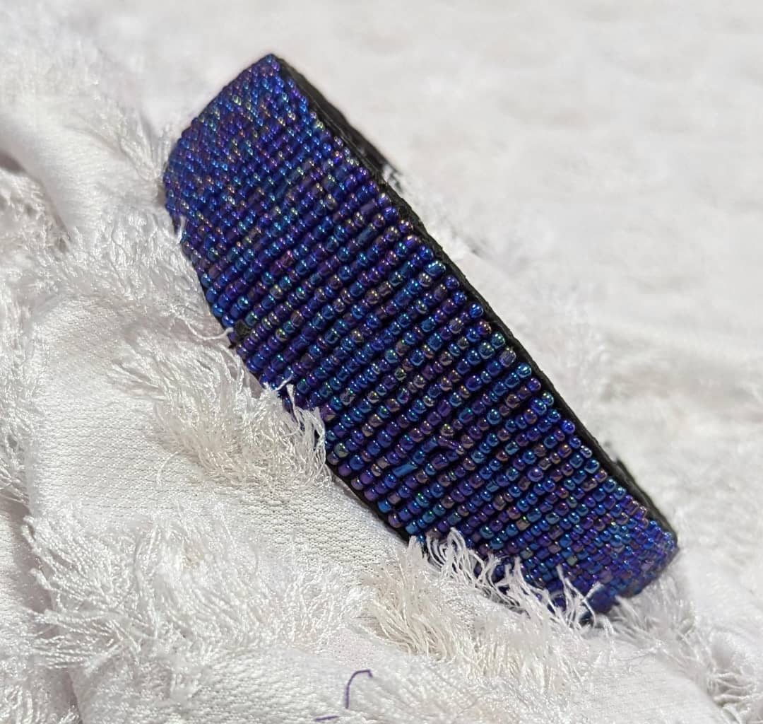 Midnight Iridescent Beaded Headband