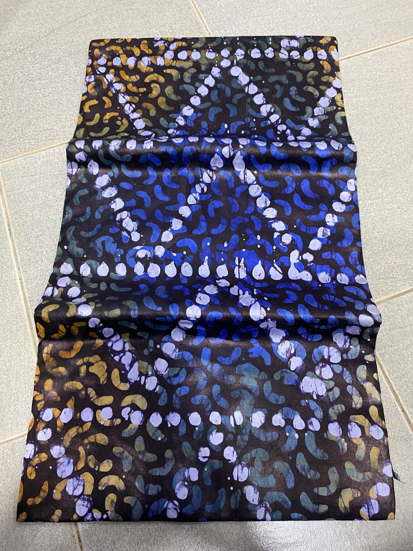 Midnight Multicolour Speckle Batik Silk