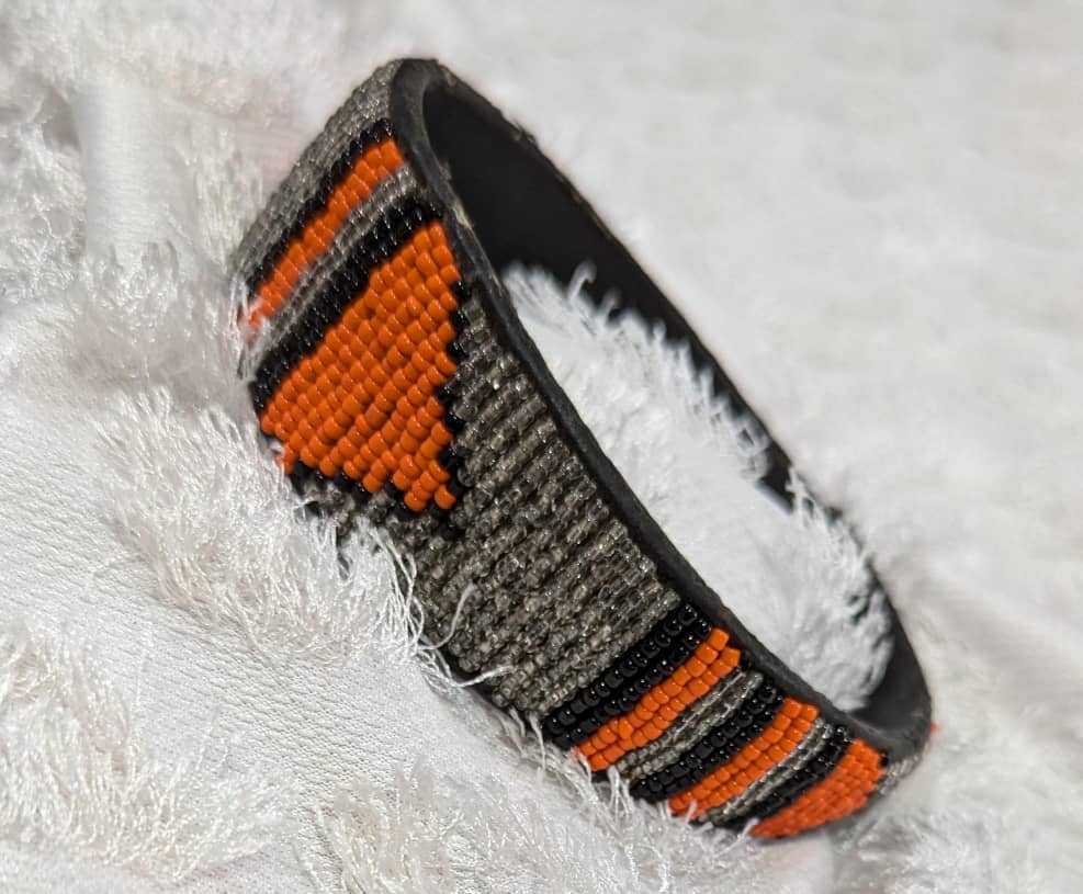 Orange Chevron Beaded Headband