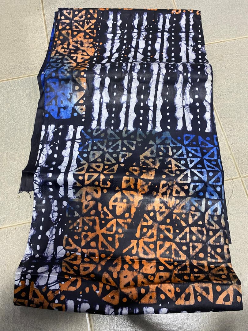 Cobalt & Orange Tribal Batik Silk