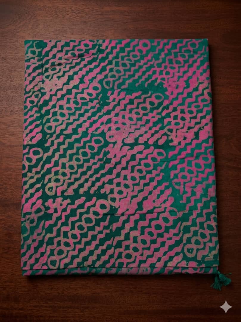 Emerald & Rose Wave Adire Crepe