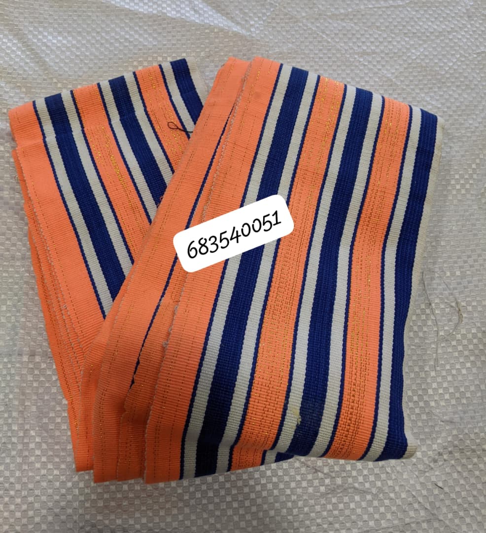 Ghana Smoked Orange Navy Ivory Stripe