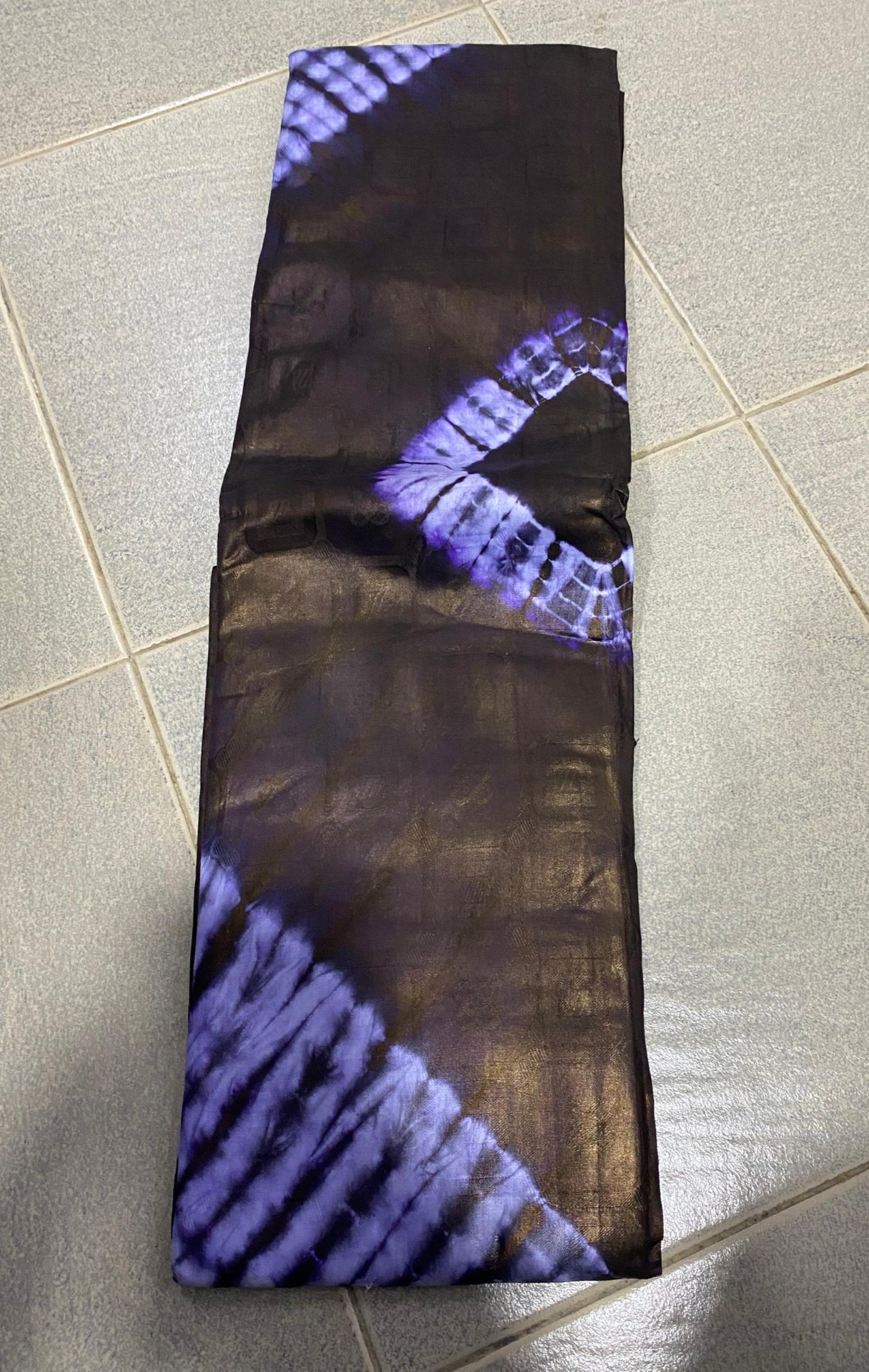Onyx & Lilac Shibori Adire Silk-Batik