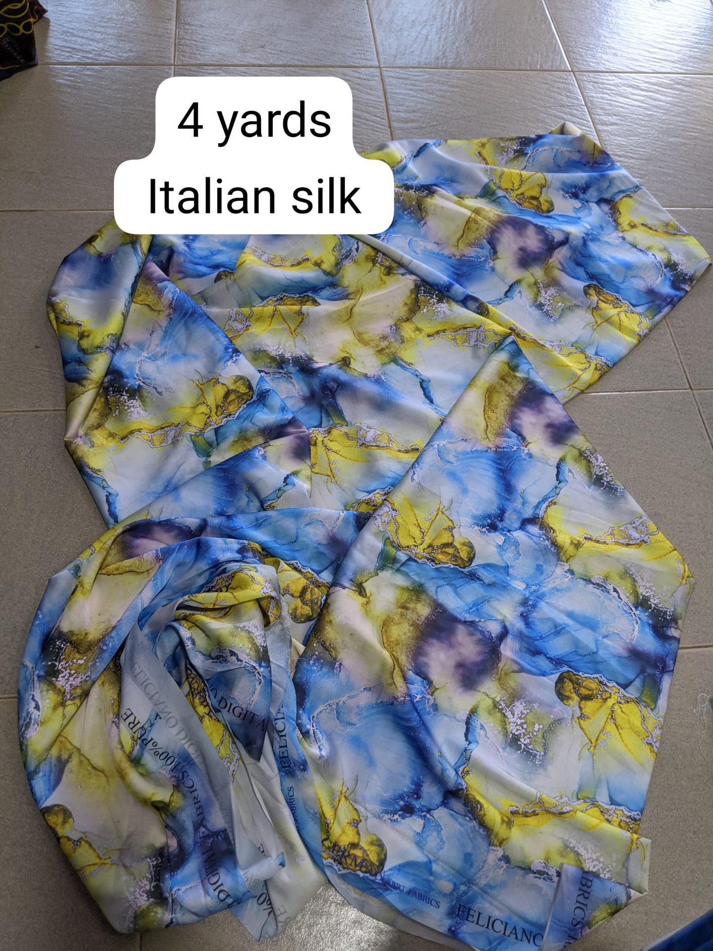 Azure & Citrine Alcohol-Ink Italian Silk