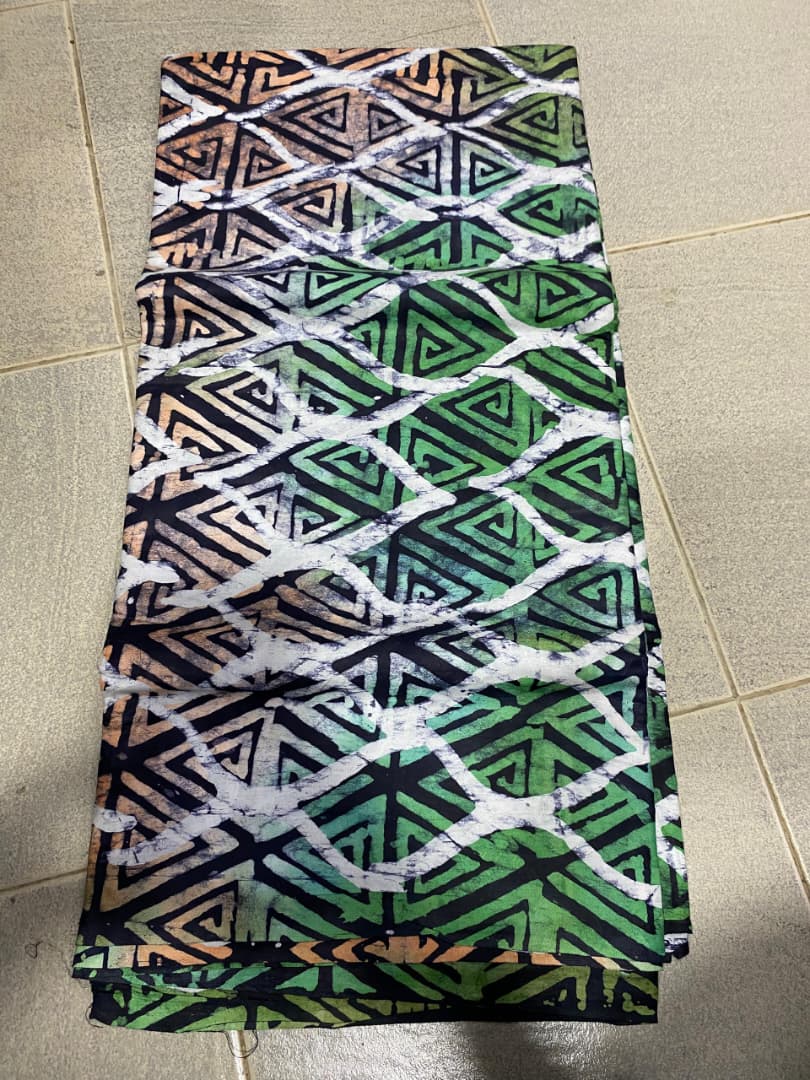 Emerald & Coral Diamond Batik Silk