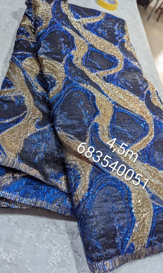 Brocade Royal Blue Gold Wave