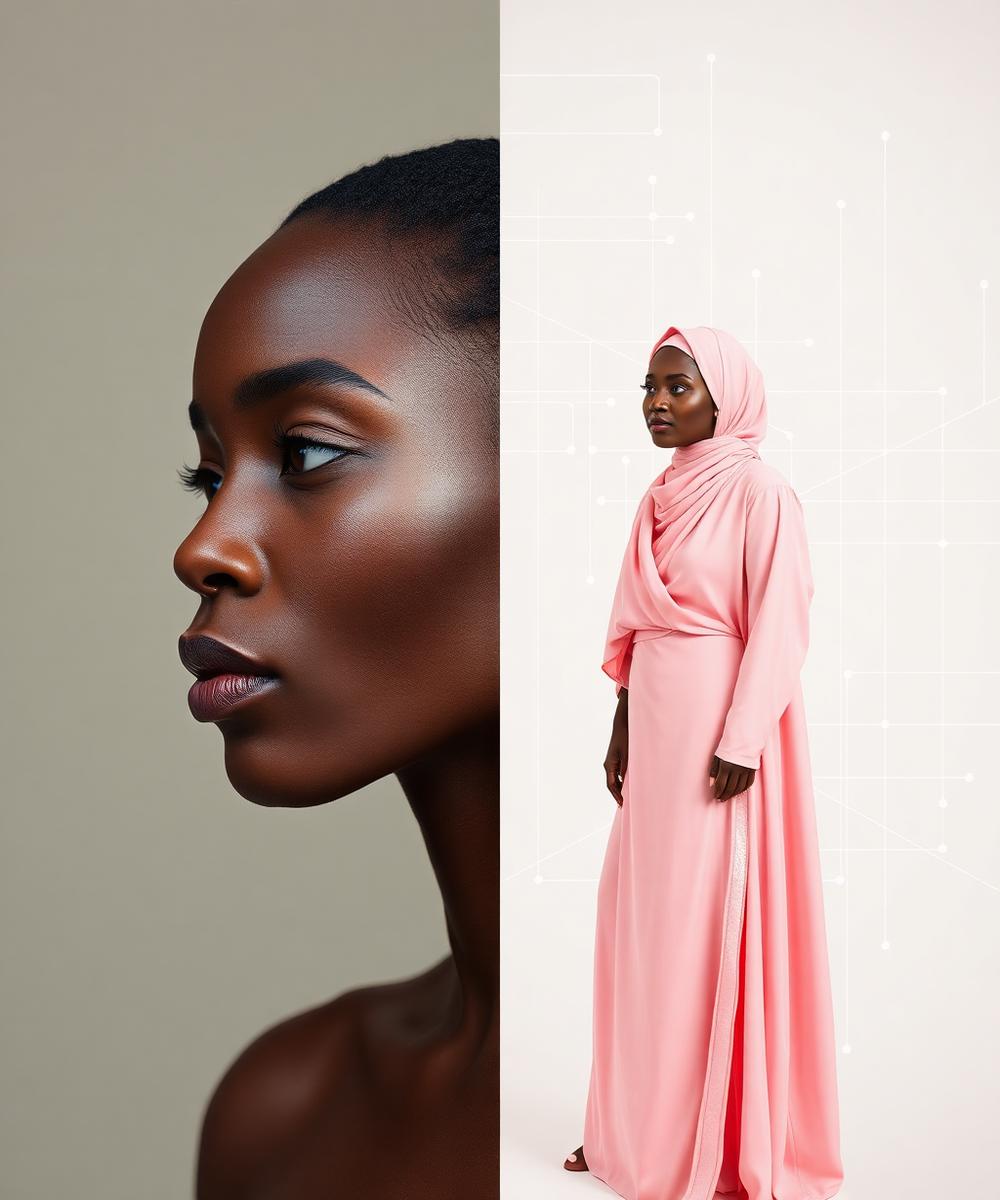 AI try-on preview combining a portrait and a generated fashion render
